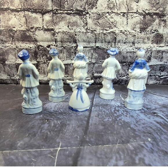 Set of 6 Vintage Statues White and Blue - Picture 3 of 5